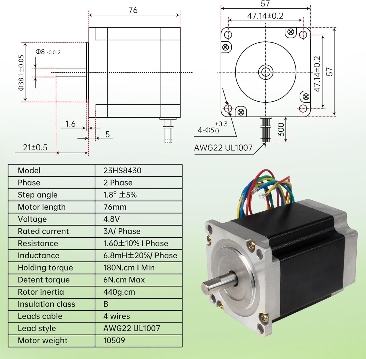 Kit de controlador CNC de 4 ejes con motores paso a paso Nema23 2.244*2.992 in 270Oz-in 3A 1.8Nm, controlador TB6600 4A, placa de ruptura de tarjeta de control de movimiento CNC USB - Imagen 2