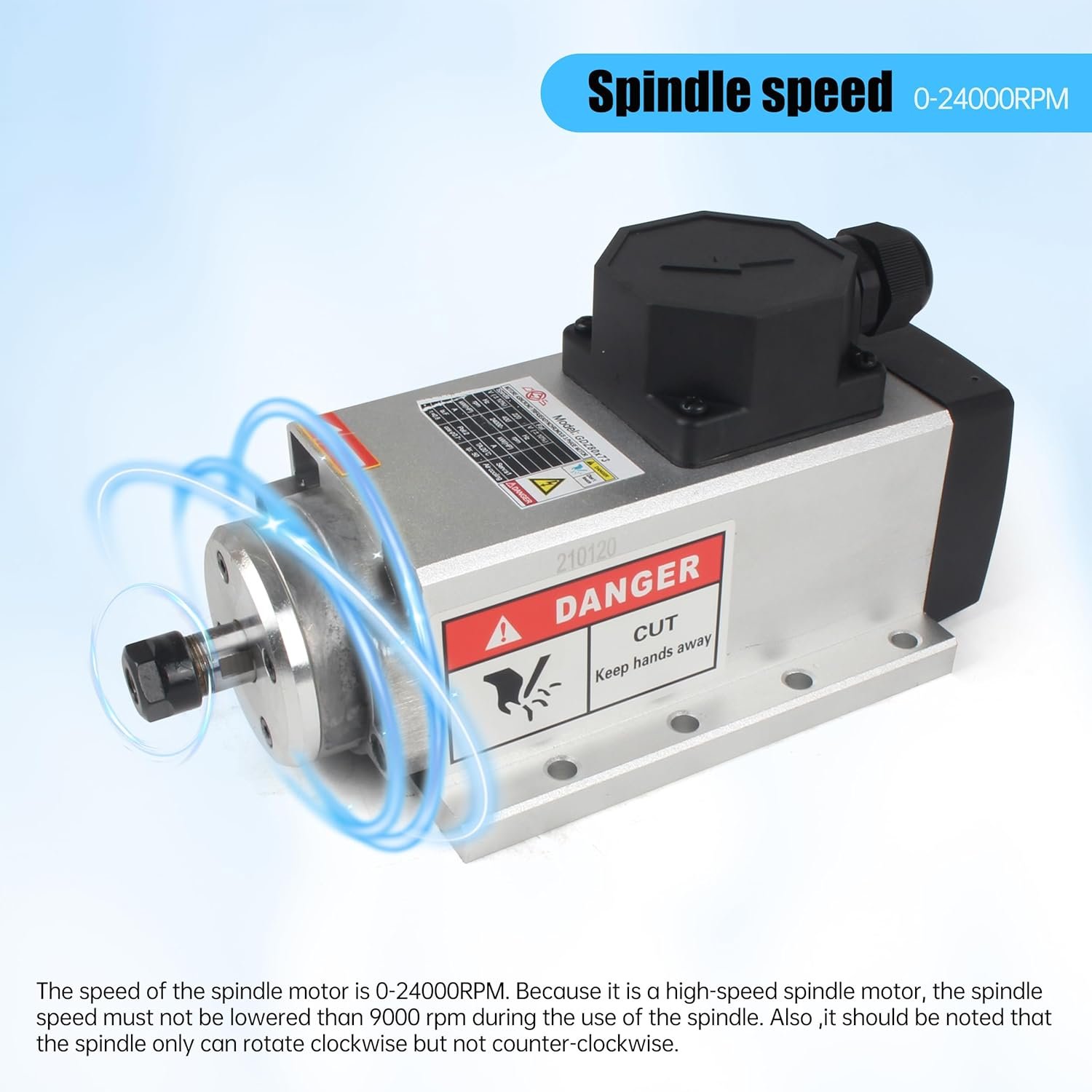 Motor husillo 2.2 kW 220 V refrigerado por aire, ER20 – versión cuadrada - Imagen 8