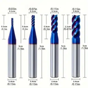 Kit 4 Fresas, Recubierta TIAIN 65° Acero al Tungsteno